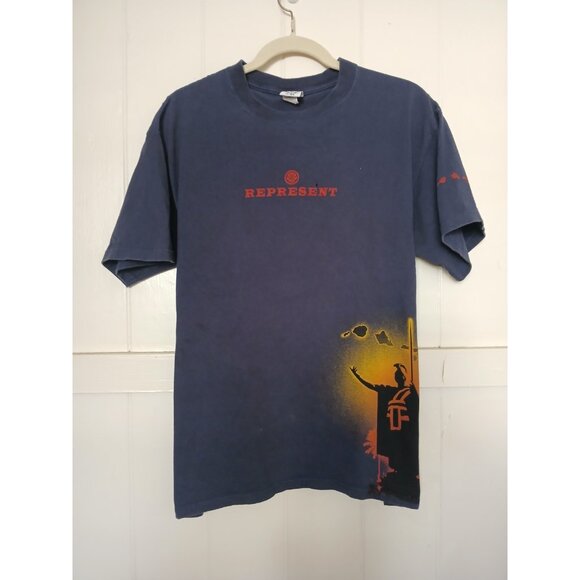 Vintage Y2K Hawaiian Island Creations Mens T-Shirt Large Kamehameha Statue Navy* - Picture 5 of 11